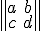 \begin{Vmatrix} a &amp; b \\ c &amp; d \\ \end{Vmatrix}