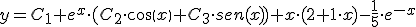 y=C_1+e^x\cdot (C_2\cdot cos(x)+C_3 \cdot sen(x))+x\cdot (2+1\cdot x)-\frac{1}{5}\cdot e^{-x}