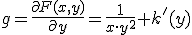 g=\frac{\partial{F(x,y)}}{\partial{y}}=\frac{1}{x\cdot y^2}+k&#39;(y)
