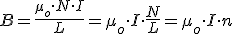 B=\frac{\mu_o \cdot N\cdot I}{L}=\mu_o \cdot I \cdot \frac{ N}{L}=\mu_o \cdot I \cdot n