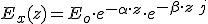 E_{x}(z)=E_o\cdot e^{-\alpha\cdot z}\cdot e^{-\beta \cdot z\,j}