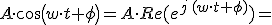 A \cdot cos(w\cdot t+\phi)=A\cdot Re(e^{j\,(w\cdot t+\phi)})=