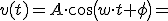 v(t)=A\cdot cos(w\cdot t+\phi)=