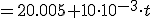 =20.005+10\cdot 10^{-3}\cdot t
